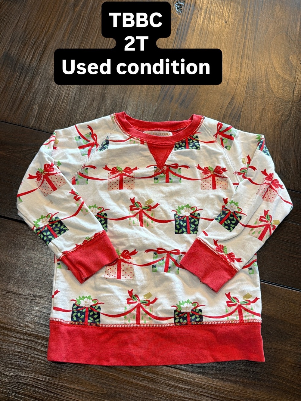 Holiday Gift EDIAG TBBC Print Toddler Sweatshirt - Red & White